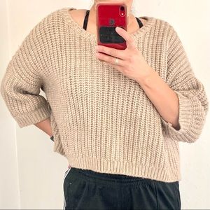 Victoria’s Secret Chunky Oversized Cableknit Cropped Sweater Lounging Knitwear